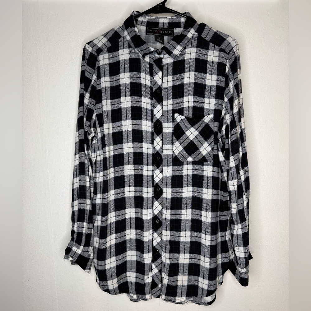 Polly & Esther Black and White Checkered Shirt